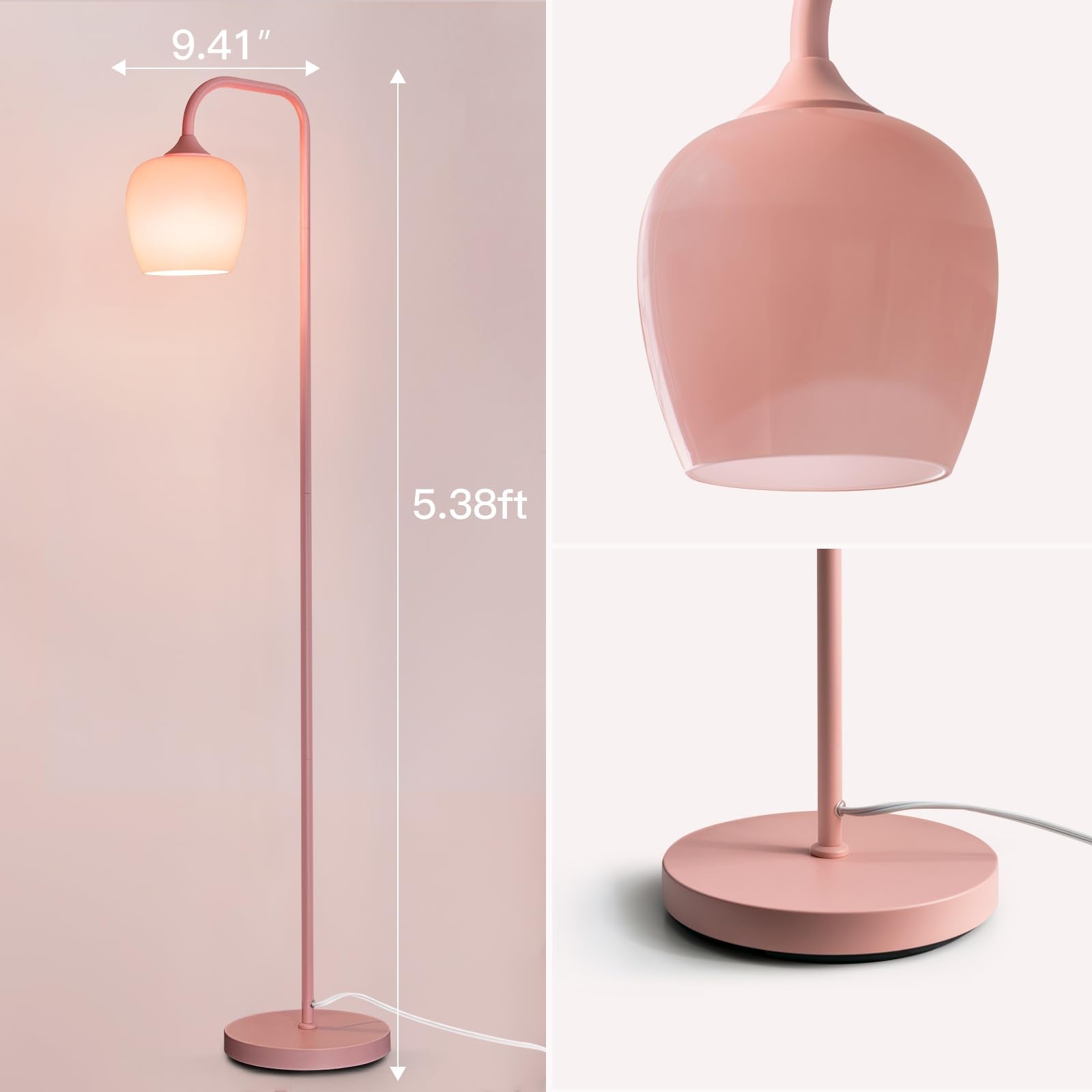 ONEWISH pink floor lamp in a living room setup adding contemporary ambient lighting
