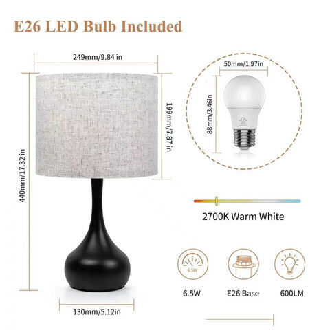 ONEWISH Touch lamp demonstrates versatility for bedroom, living room, and office.
