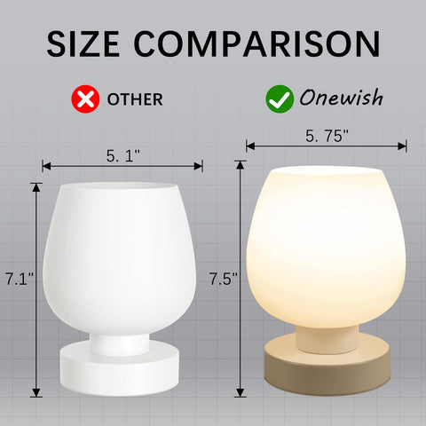 ONEWISH Bedside lamp placed in a bedroom setup for calm ambiance.