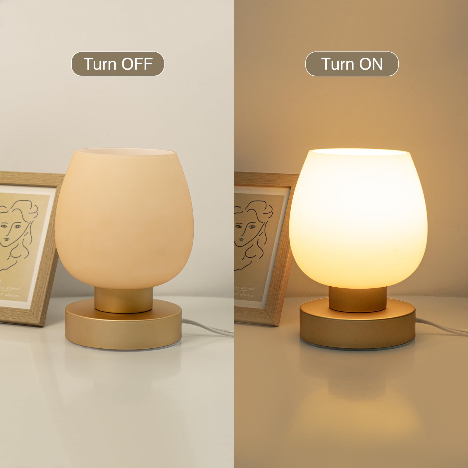 ONEWISH bedside lamp with metal base for stable nightstand installation.