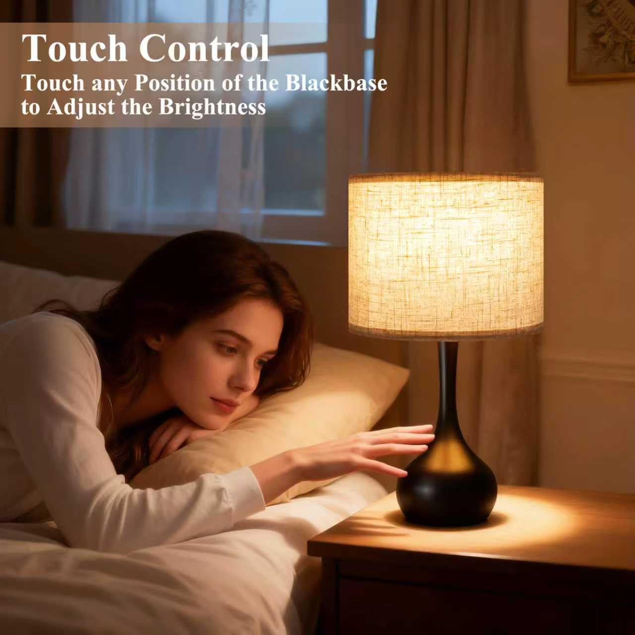 ONEWISH Touch dimmable control adapts from soft glow to bright task light.