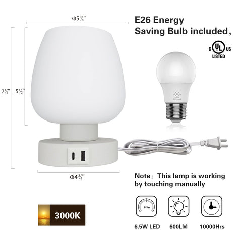 ONEWISH Touch lamp packaged in box for quick, easy setup.