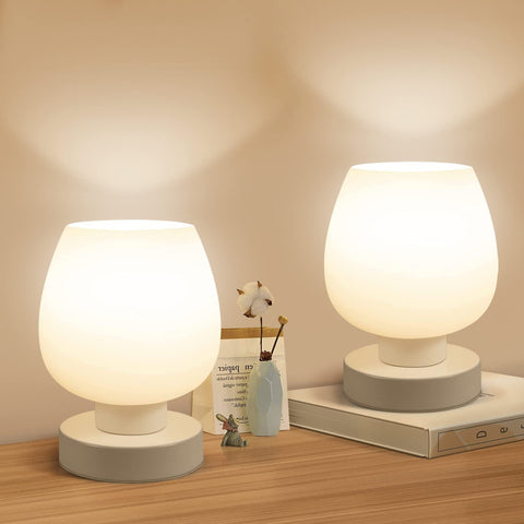 ONEWISH touch bedside lamp pair on nightstand delivering gentle evening light
