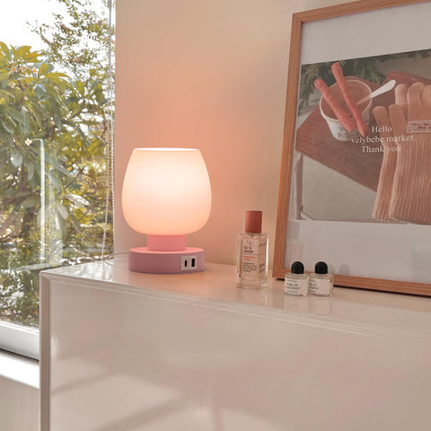 Onewish pink glass shade close-up reveals elegant design and durable glass.