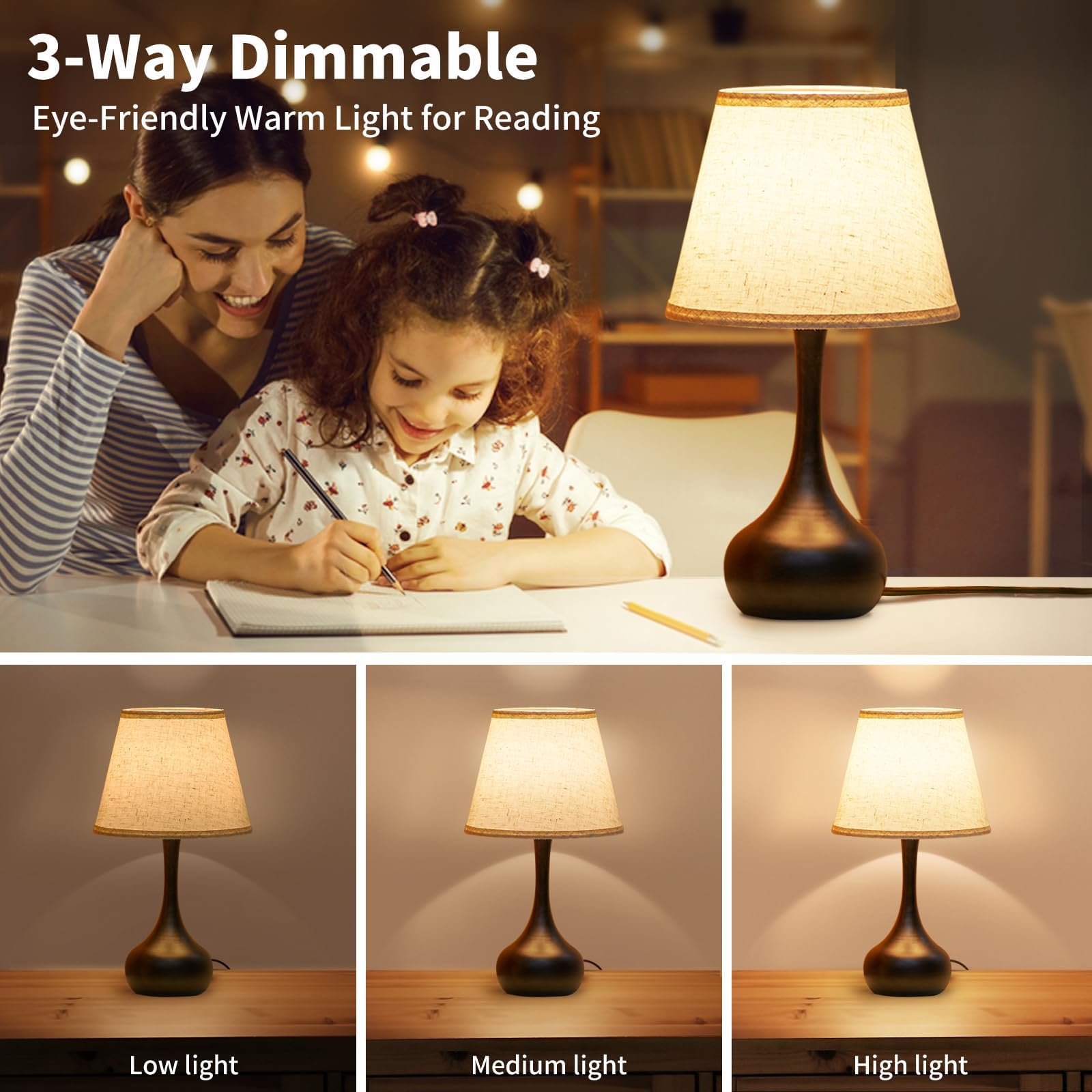 ONEWISH touch-control dimming closeup showing easy brightness adjustment