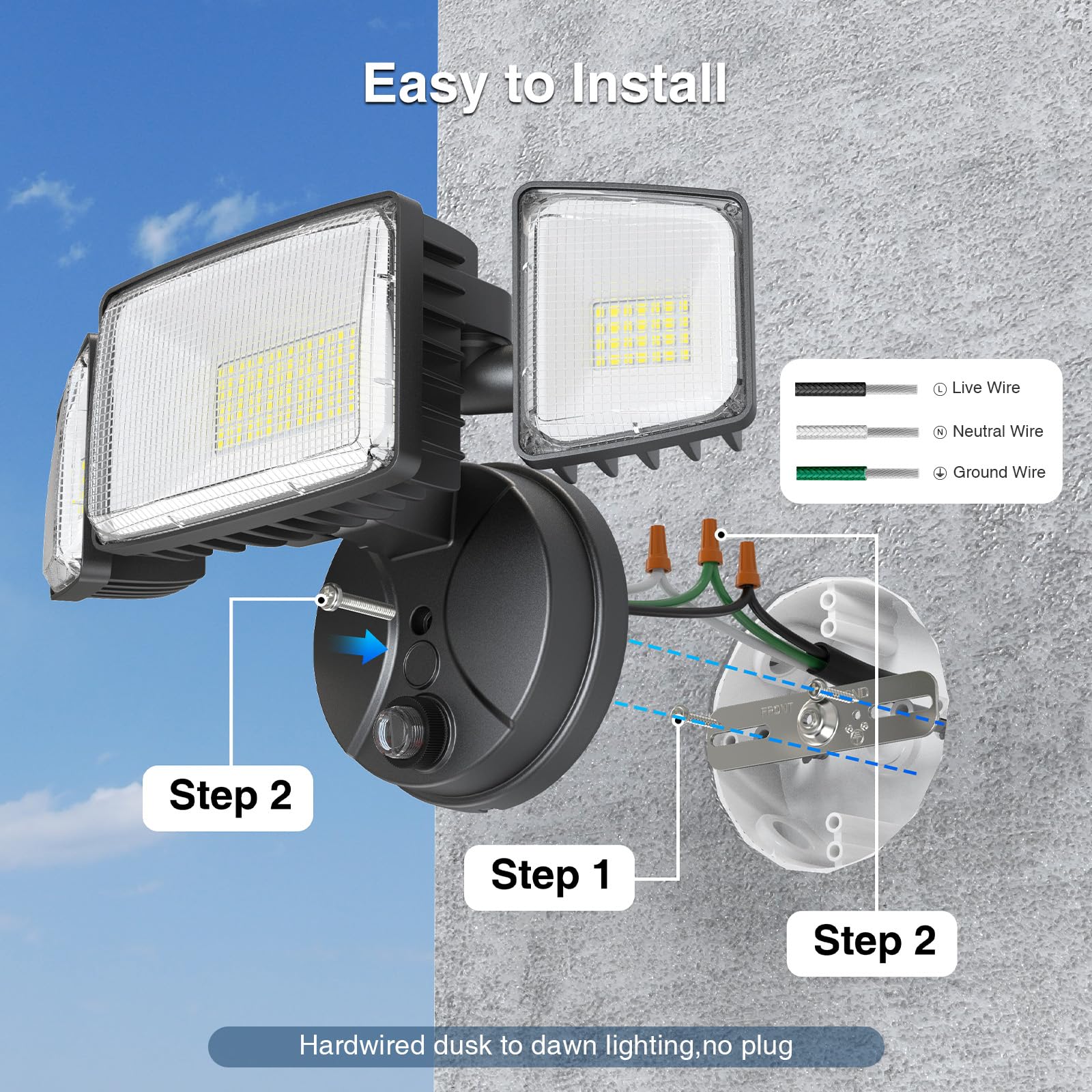 Onforu outdoor flood light angle adjustable, ensuring precise illumination of pathways.