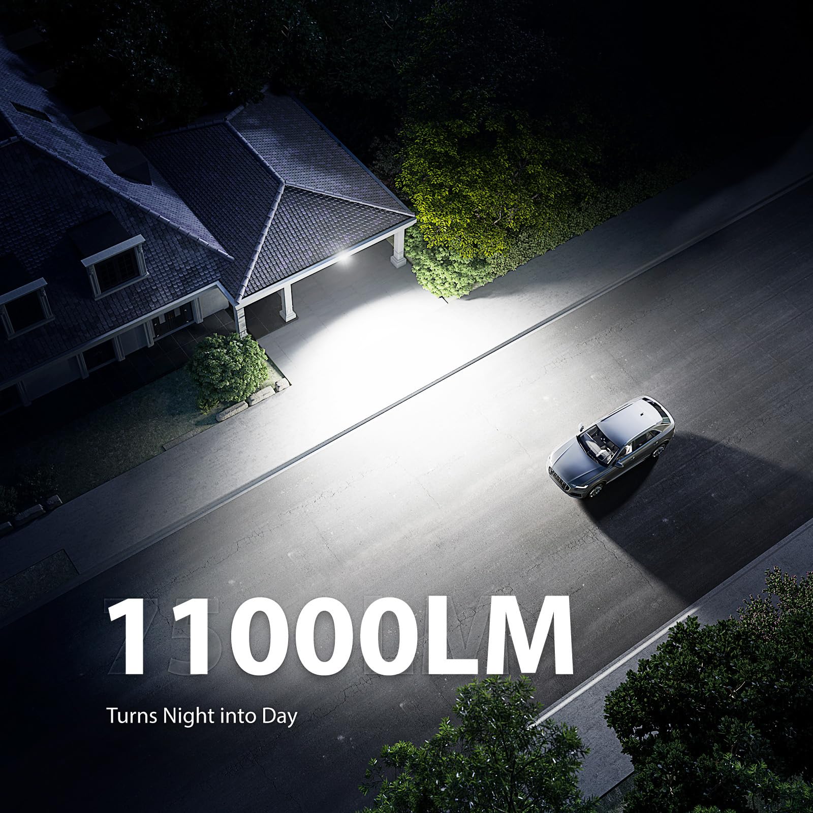 Onforu floodlight with 180-degree detection covering driveways and yards