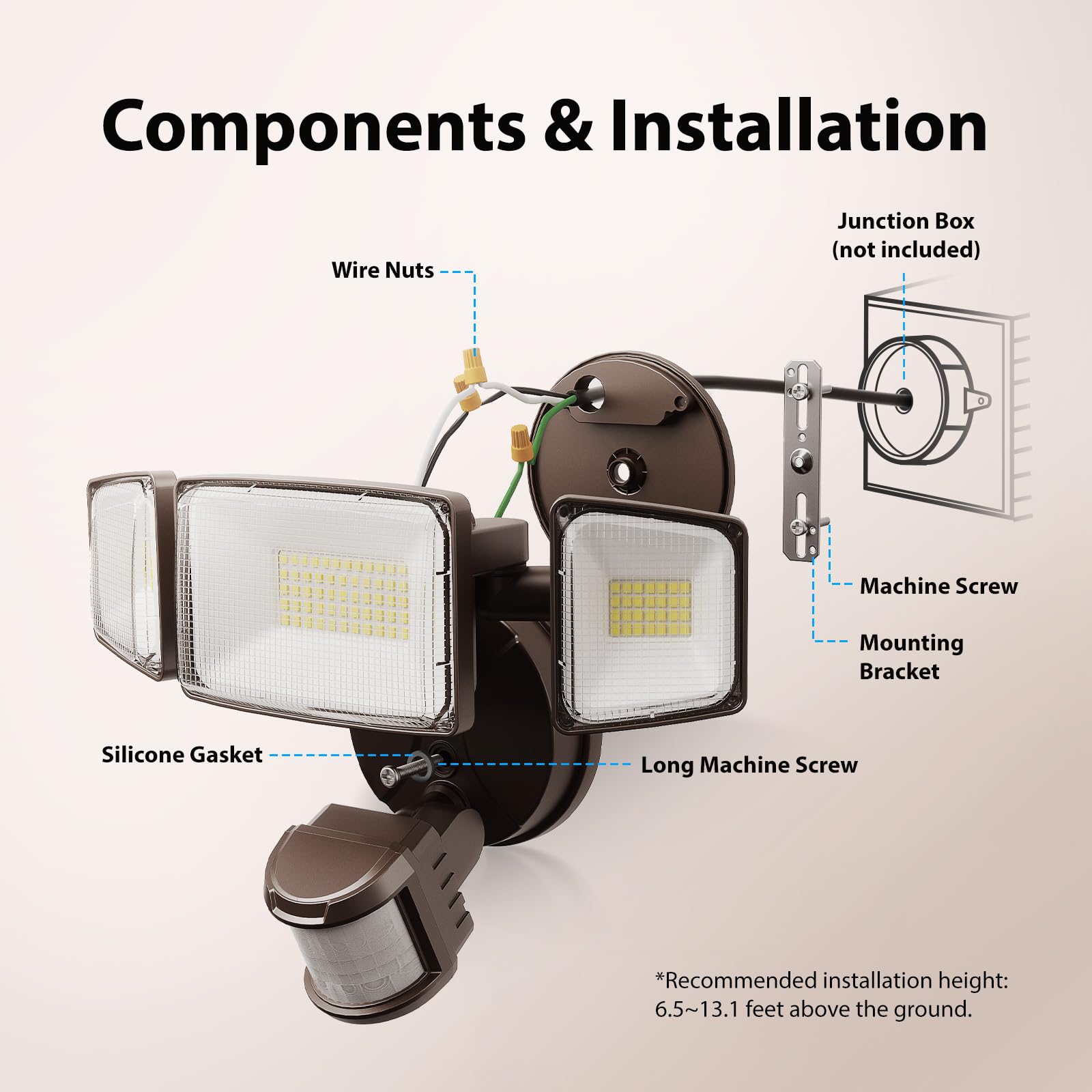 Onforu brown finish floodlight blending with home exterior