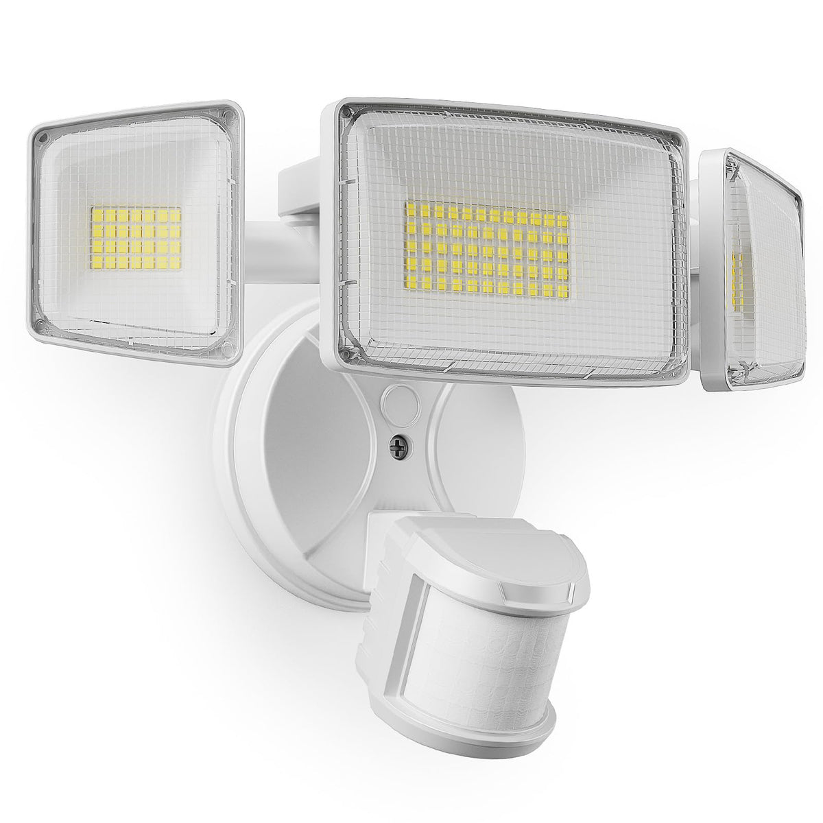 Onforu 100W LED motion sensor floodlight showing wide detection coverage for security.