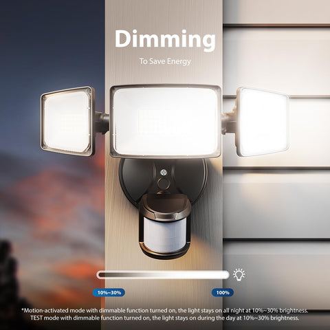 Onforu 100W flood light motion-sensor view highlights quick response to movement