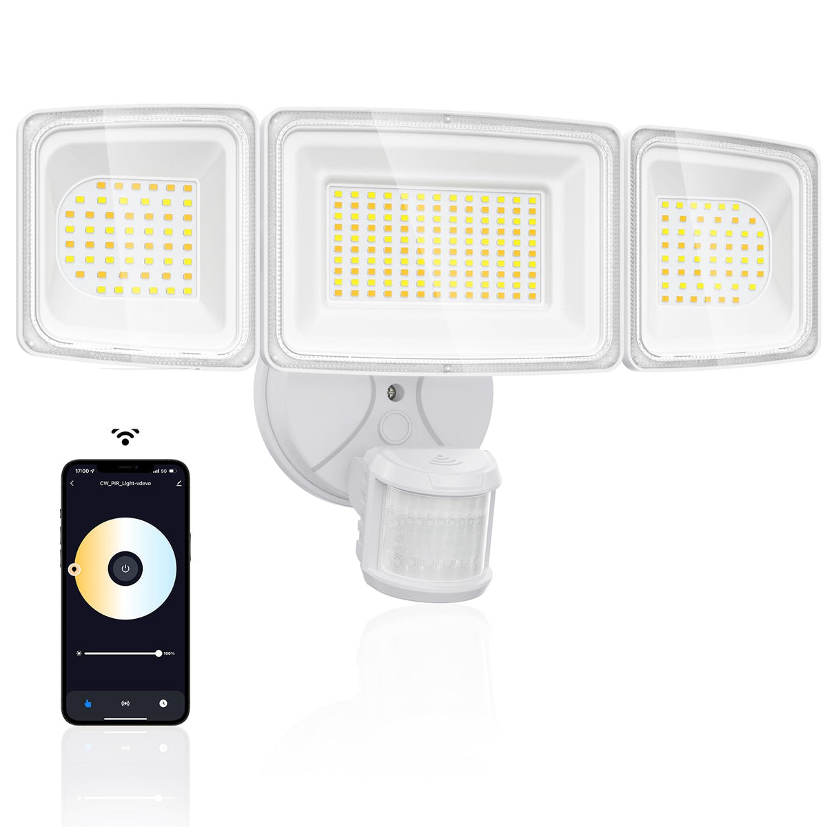 Onforu 100W outdoor flood light front view for enhanced yard security