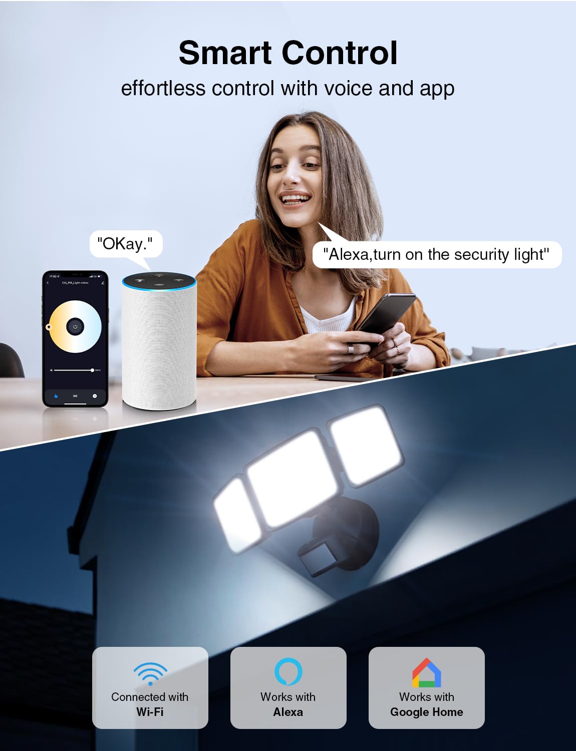 Onforu 100W flood light side view highlighting versatile wall mounting options.