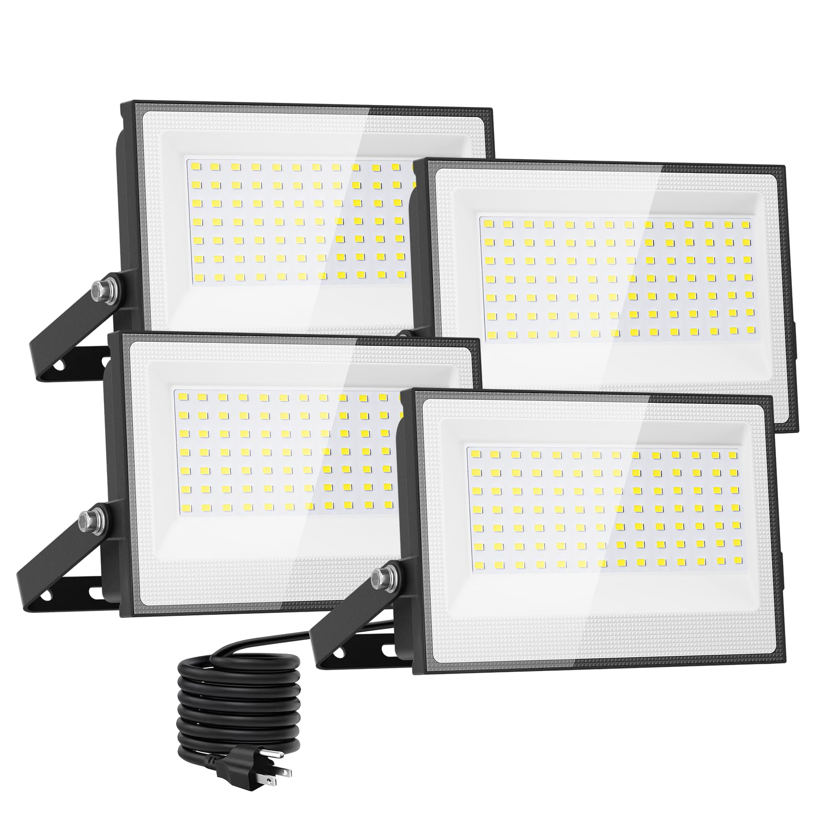 Onforu 120W flood light front view showing bright daylight white output for outdoor spaces