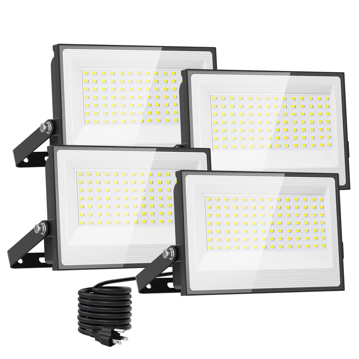 Onforu 120W flood light front view showing bright daylight white output for outdoor spaces