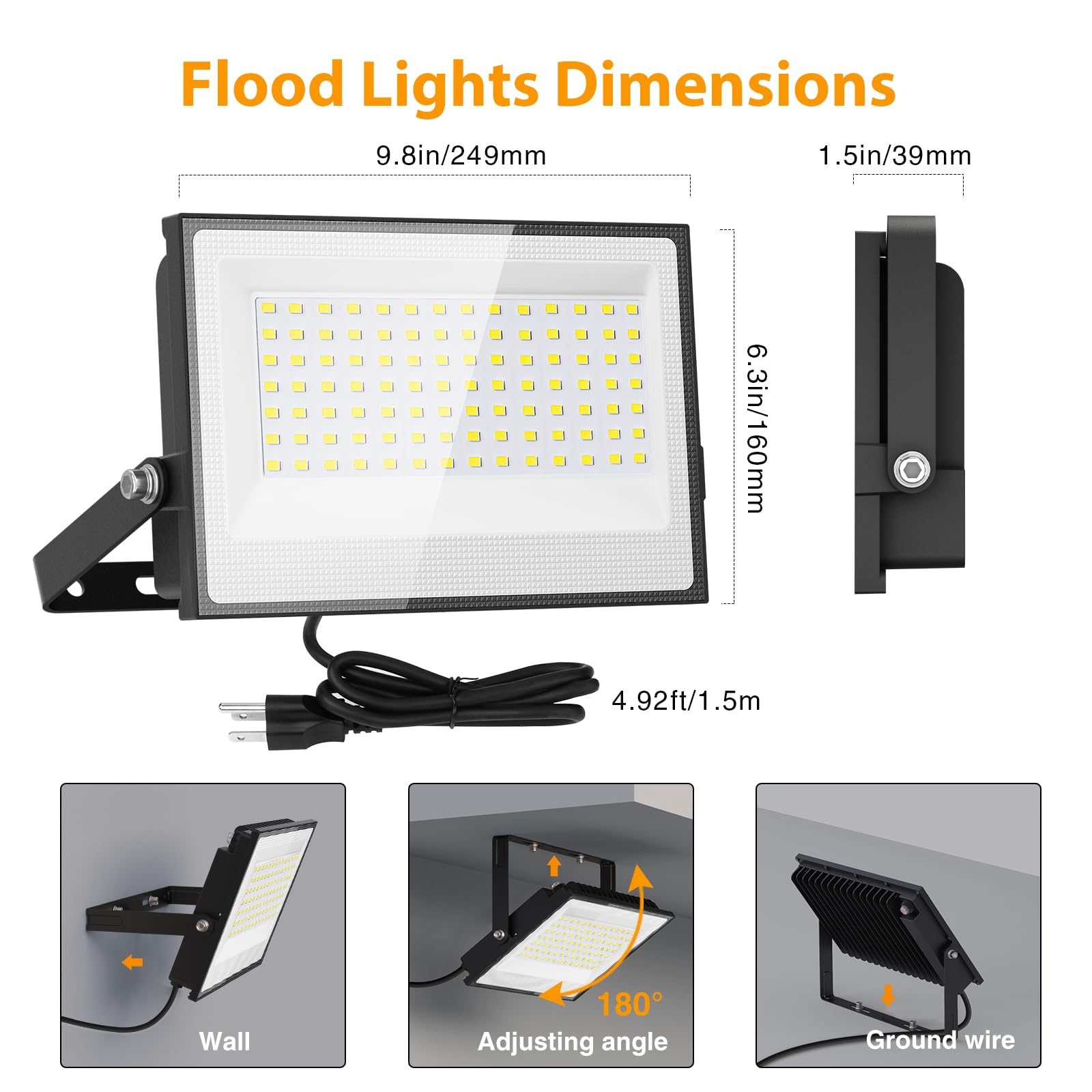 Onforu 120W flood light plug-in cord enables easy setup