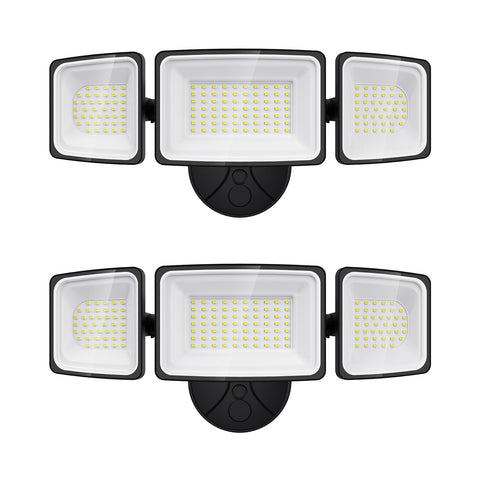 Onforu 130W flood light with three adjustable heads for wide exterior coverage.
