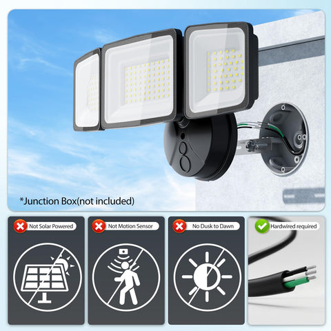 Onforu 130W flood light front view showing IP65 weatherproof exterior lighting.