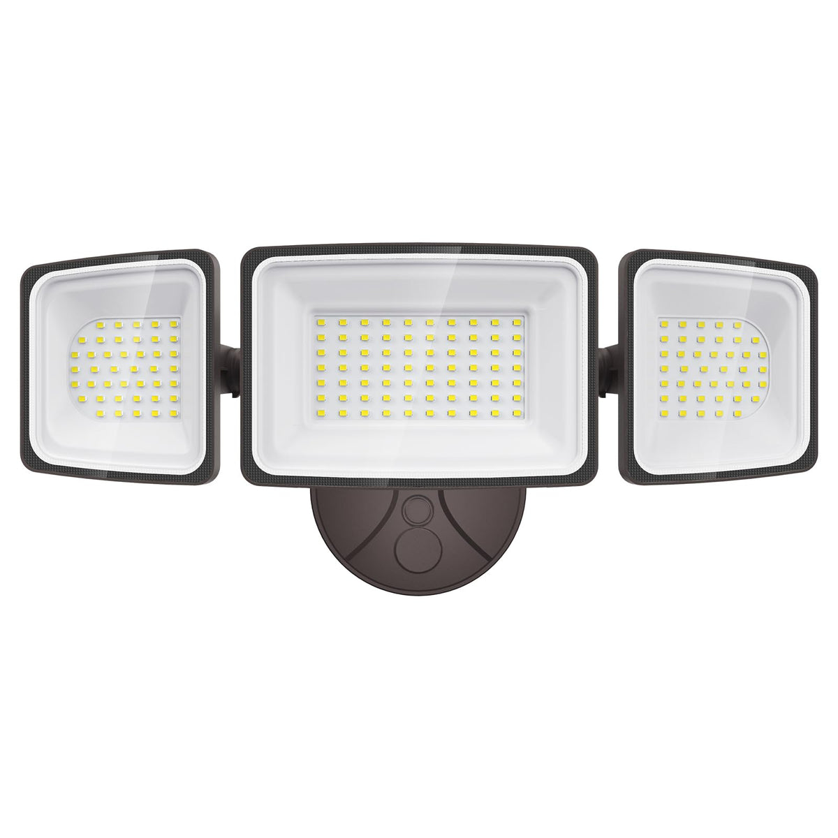 Onforu 130W flood light front view showing bright exterior illumination for entryways