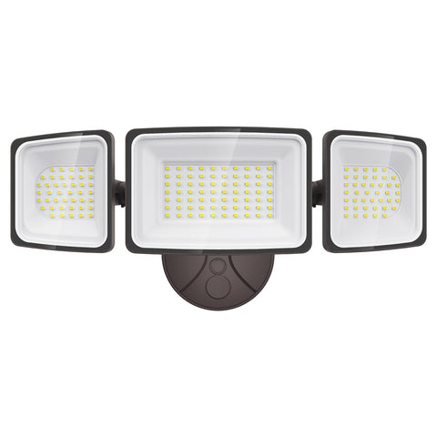 Onforu 130W flood light front view showing bright exterior illumination for entryways