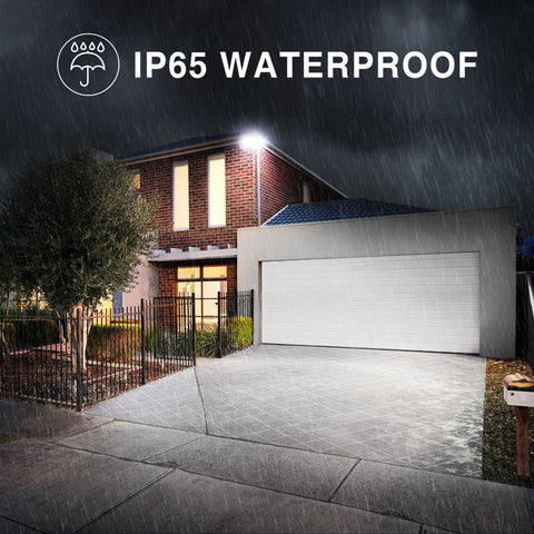 Onforu 130W flood light installed at garage entry for visibility and safety.