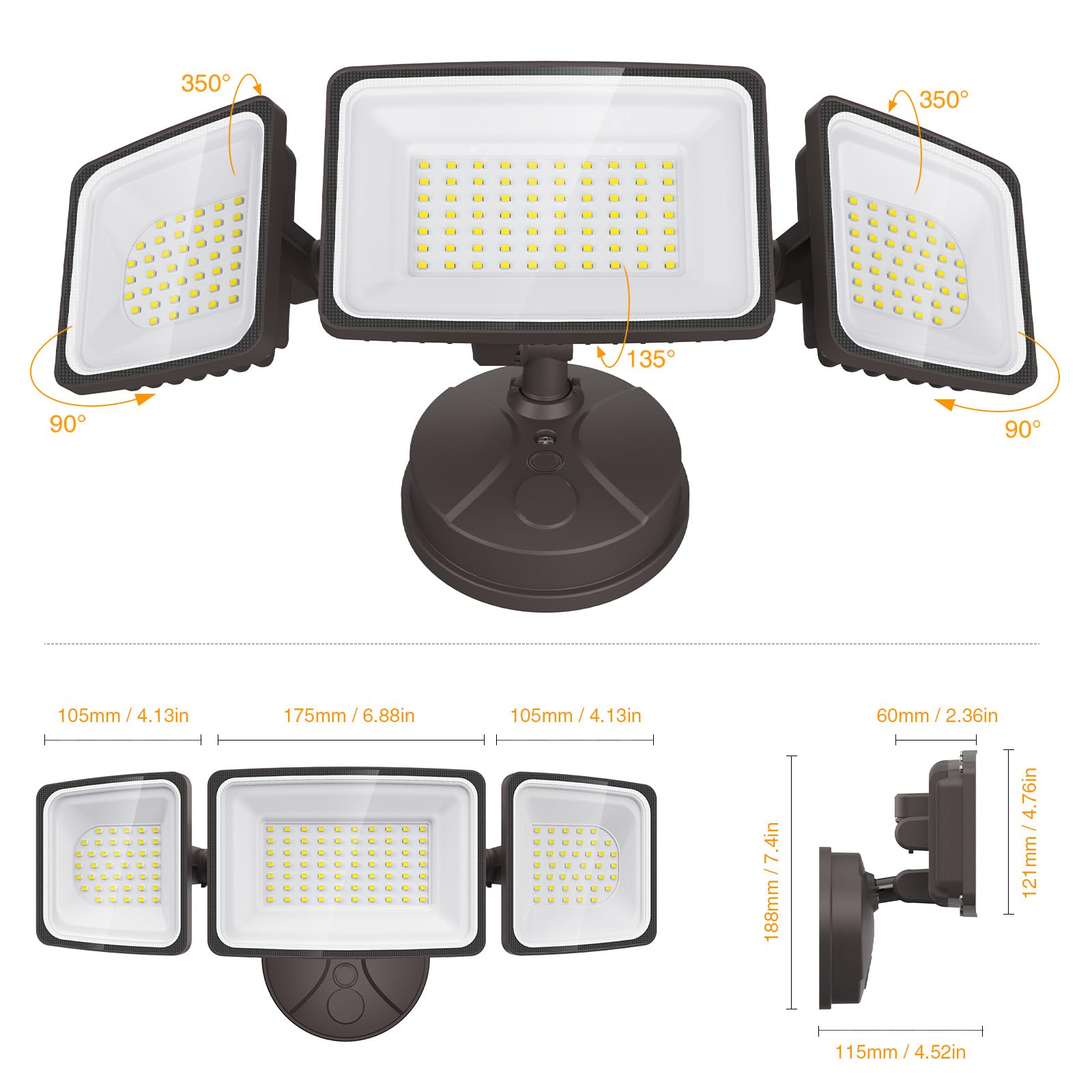 Onforu 130W flood light yard illumination for porch and garage areas