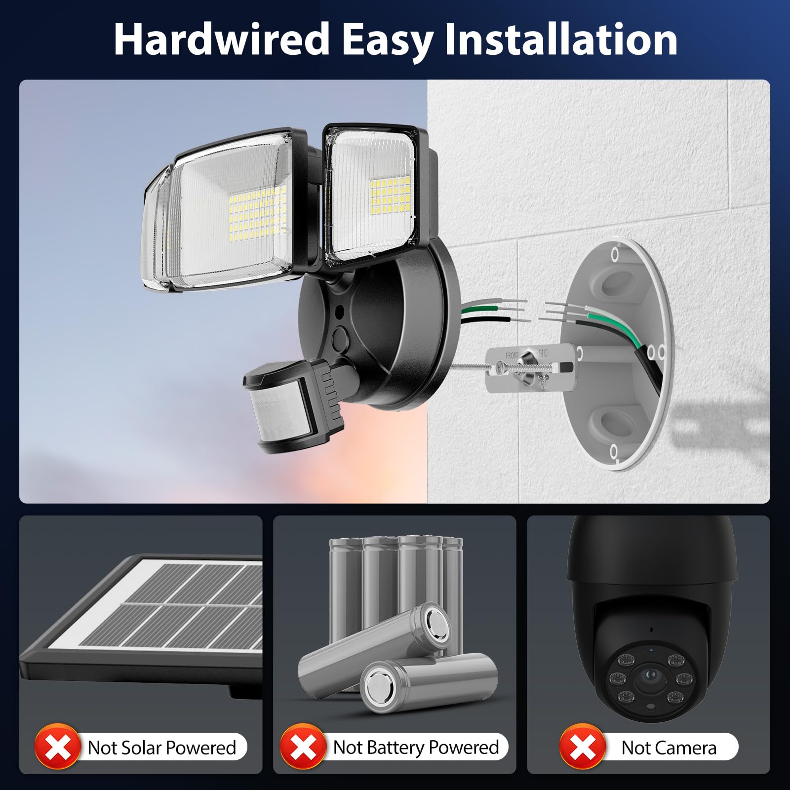 Onforu 2-pack flood light side angle; broad coverage for driveways
