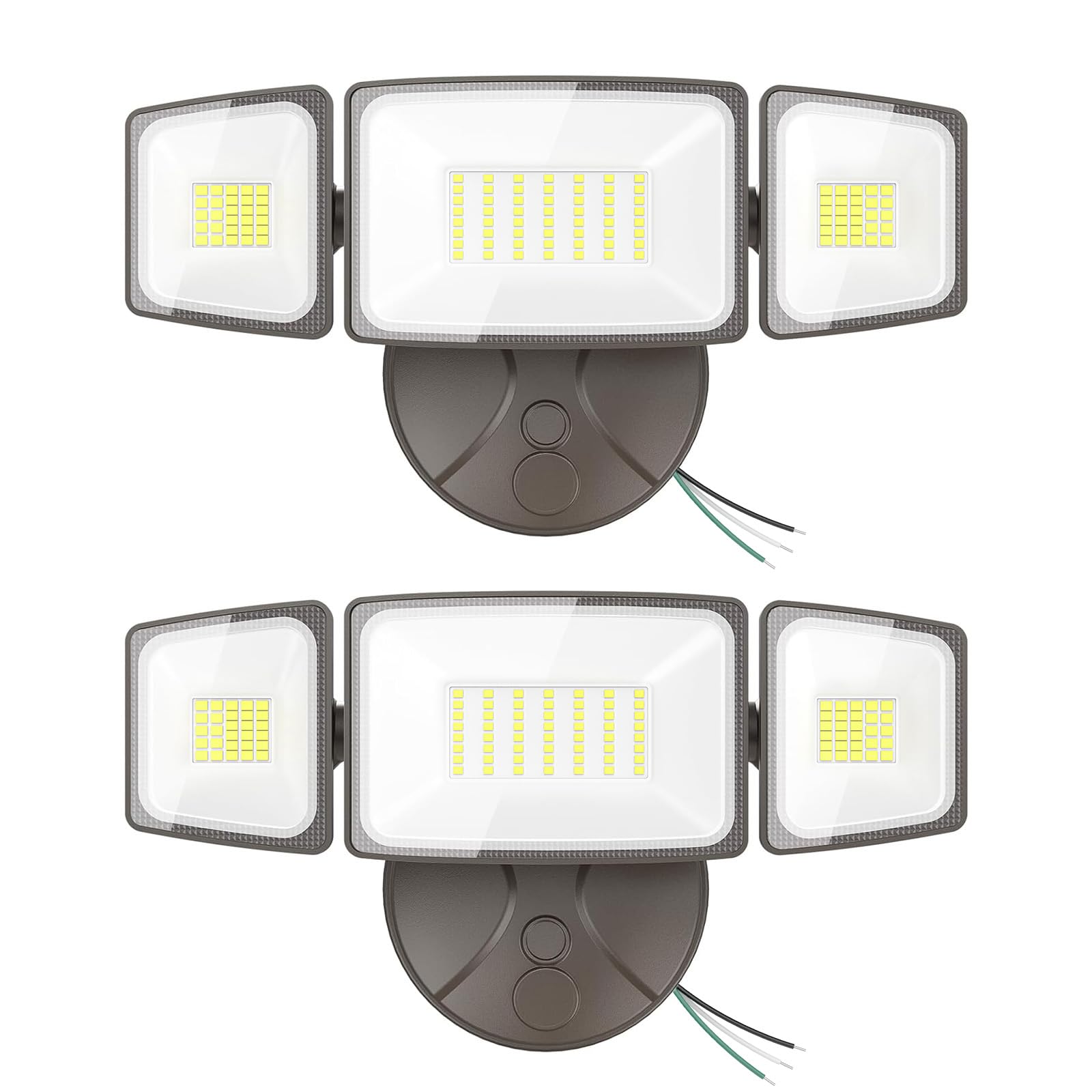 Onforu 2-pack flood lights with three adjustable heads for versatile exterior coverage.
