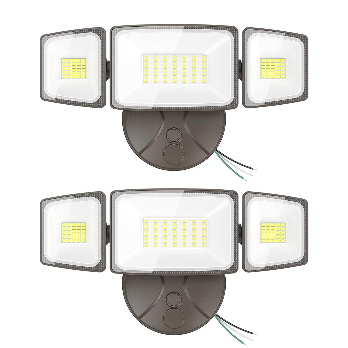 Onforu 2-pack flood lights with three adjustable heads for versatile exterior coverage.