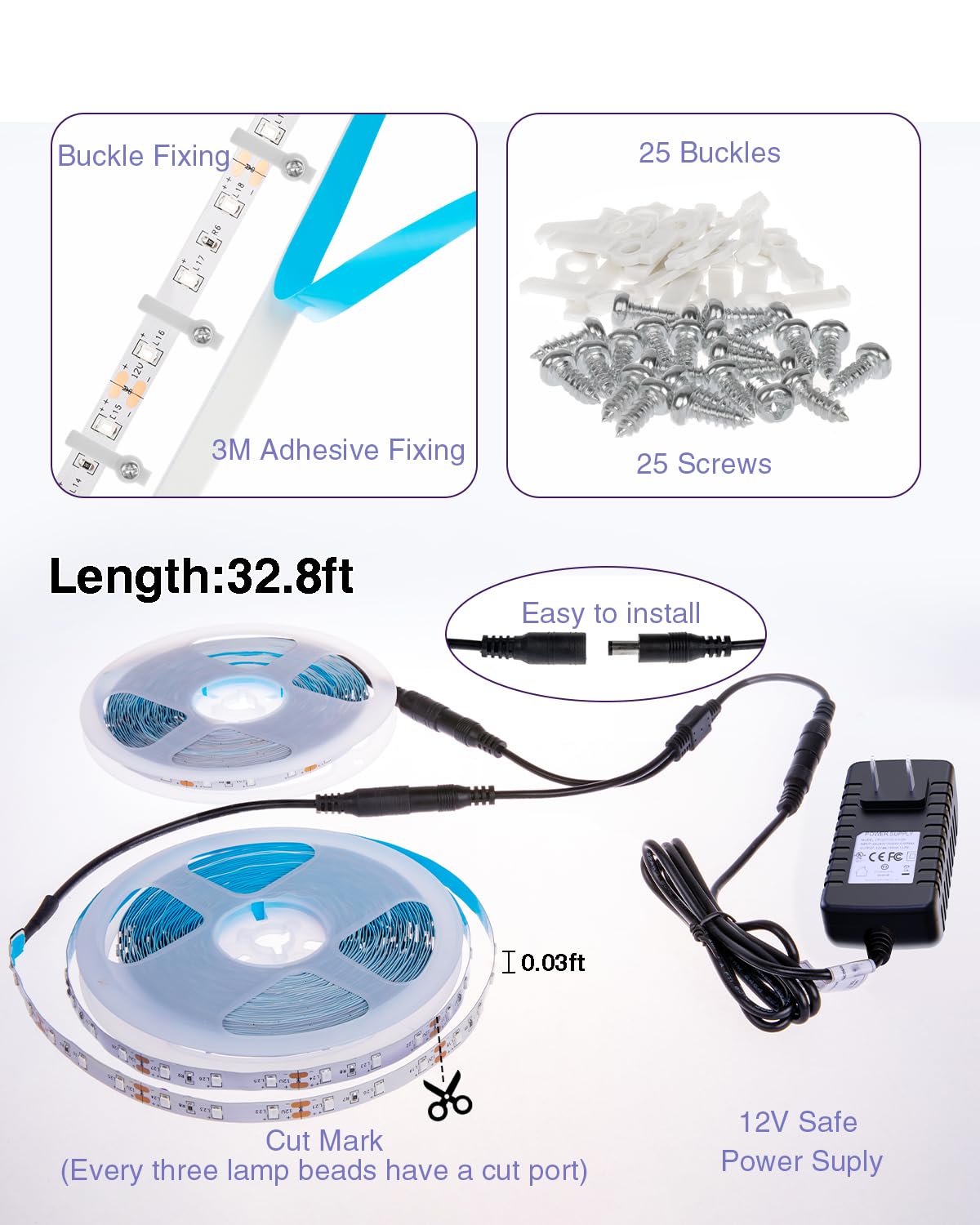 Onforu 2835 SMD LED technology provides consistent glow.