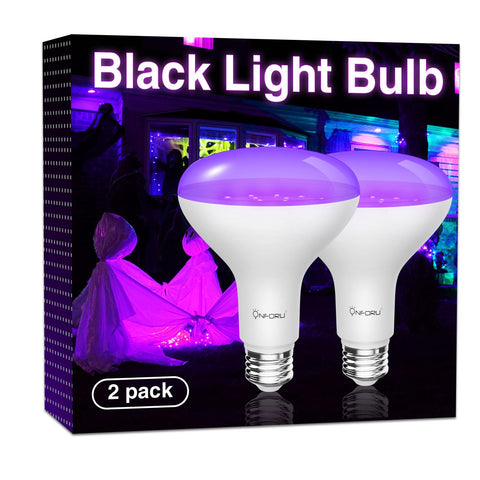 Onforu 2-pack BR30 black light bulbs glow neon decor at parties