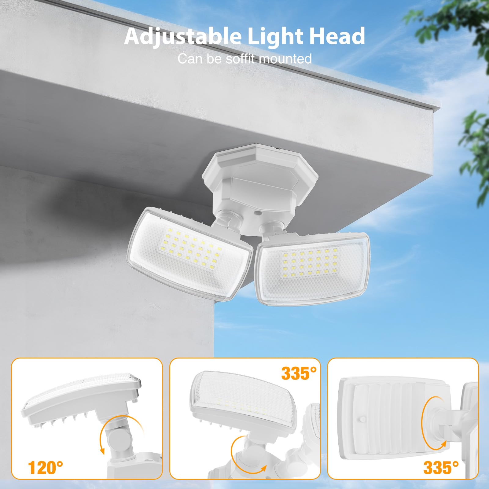 Onforu 3200LM flood light die-cast aluminum body for durable cooling.