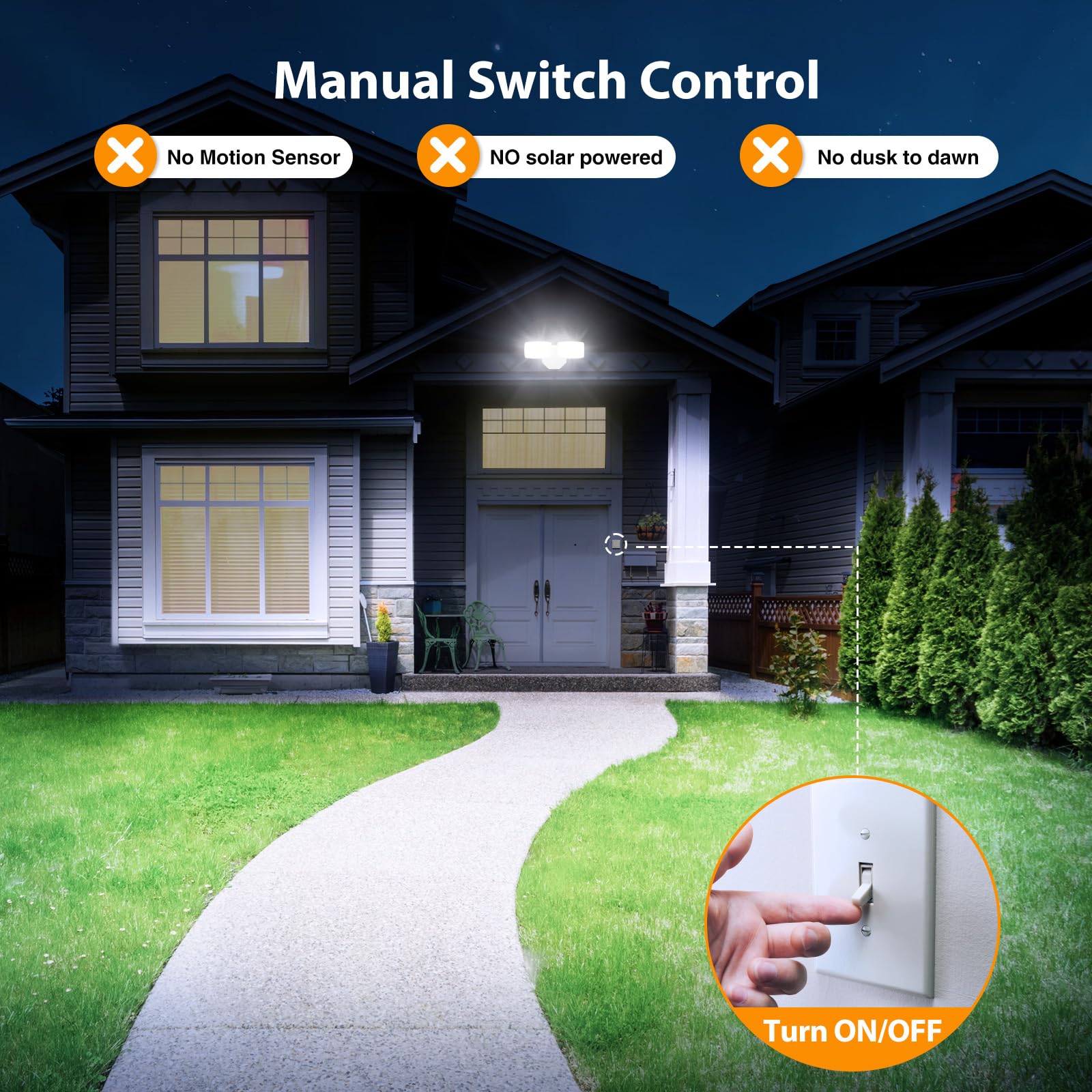 Onforu 3200LM flood light wall-mount setup for easy exterior installation.