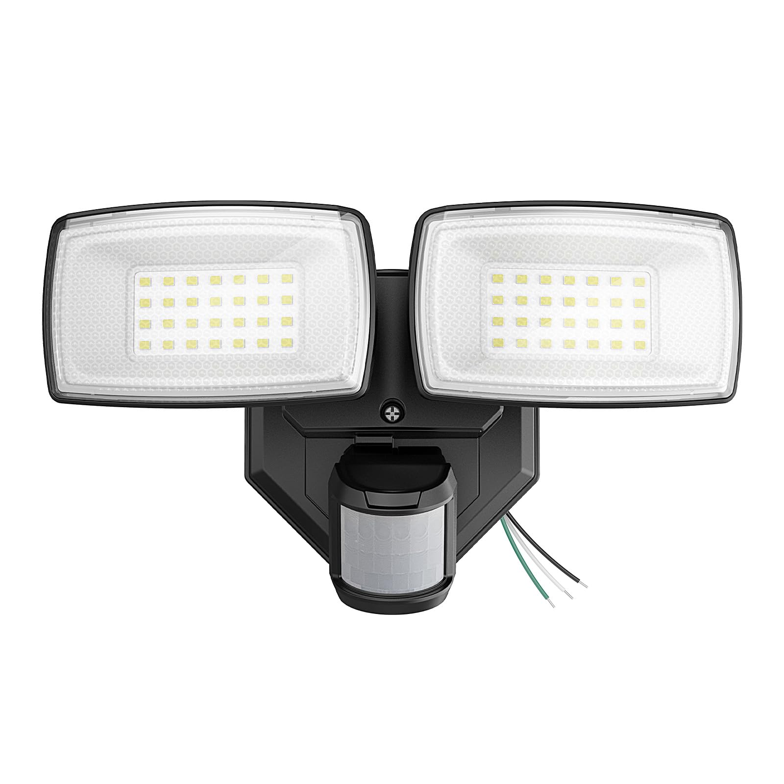 Onforu two-head motion sensor outdoor light brightens entryways at night.