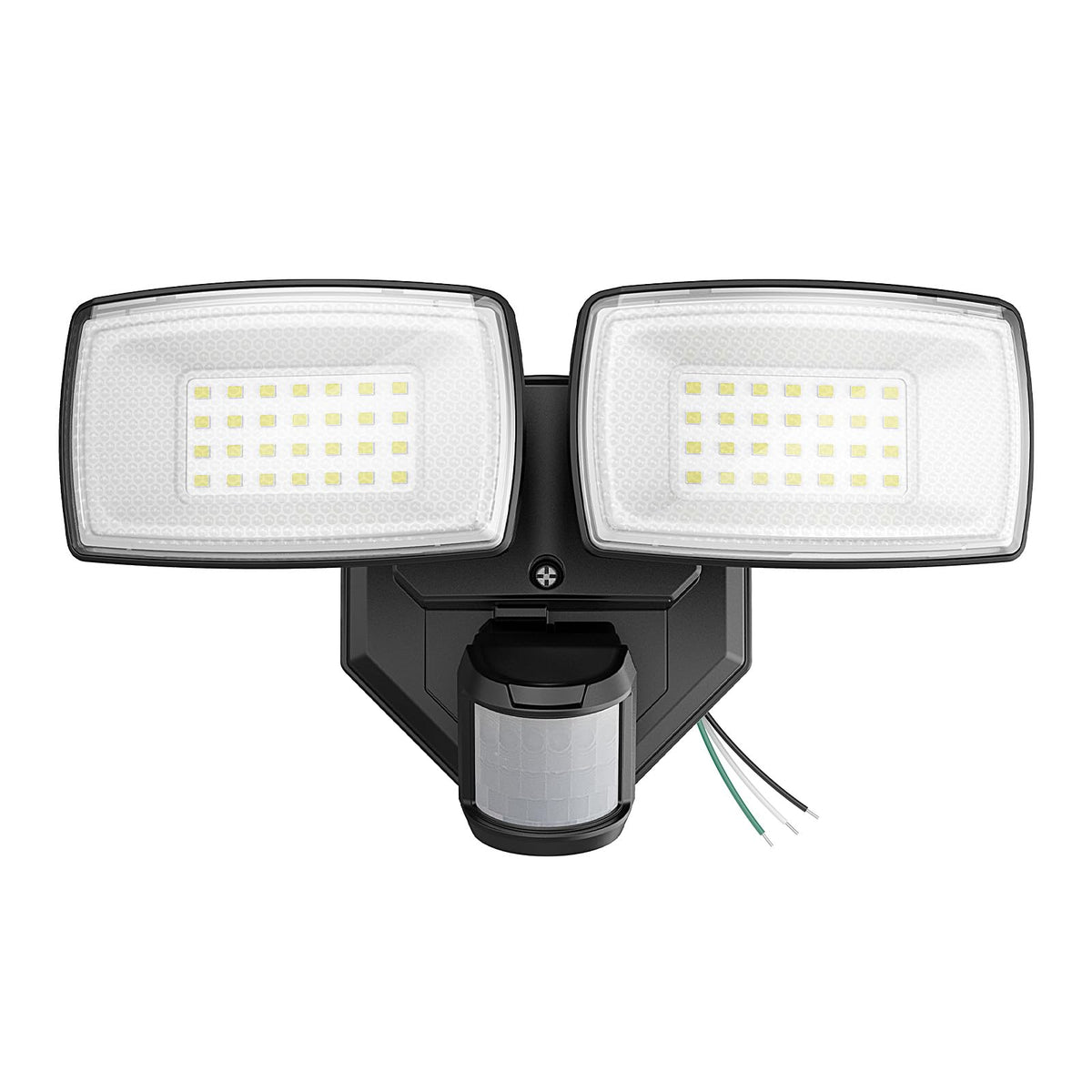 Onforu two-head motion sensor outdoor light brightens entryways at night.