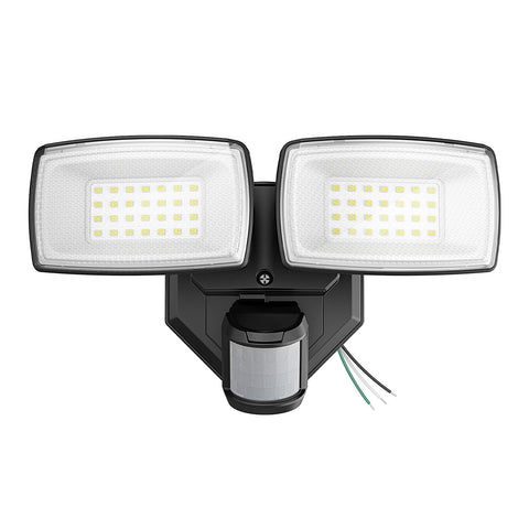 Onforu two-head motion sensor outdoor light brightens entryways at night.