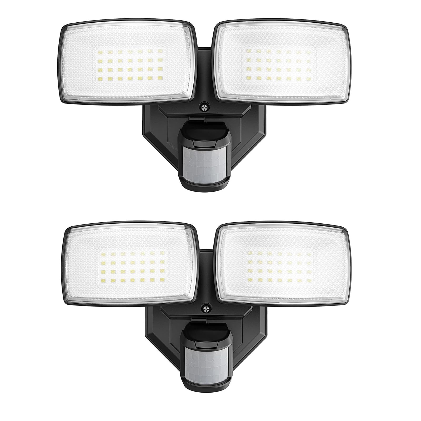 Onforu 32W dual-head outdoor light front view bright entryway illumination.