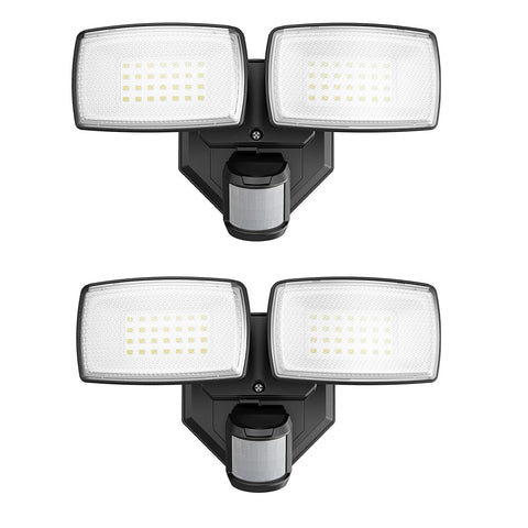 Onforu 32W dual-head outdoor light front view bright entryway illumination.