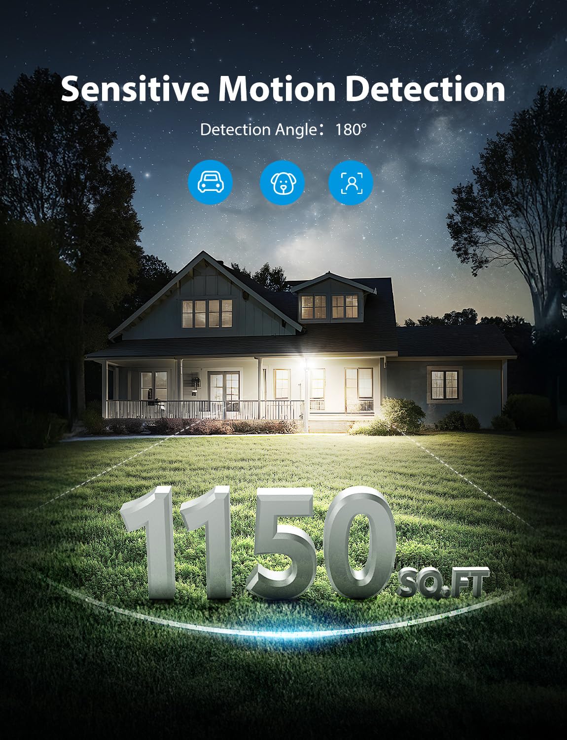 Onforu two-pack flood lights illuminate yards and driveways.