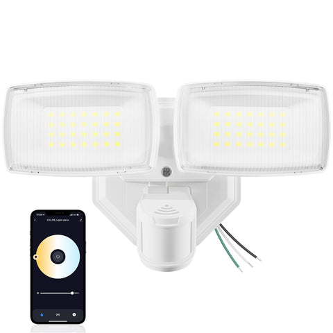 Onforu 32W two-head LED security light front view with broad outdoor coverage.