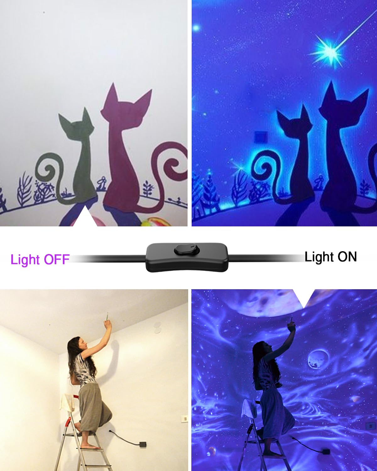 Onforu 385-400nm glow from 42W bars enhances UV reactive colors