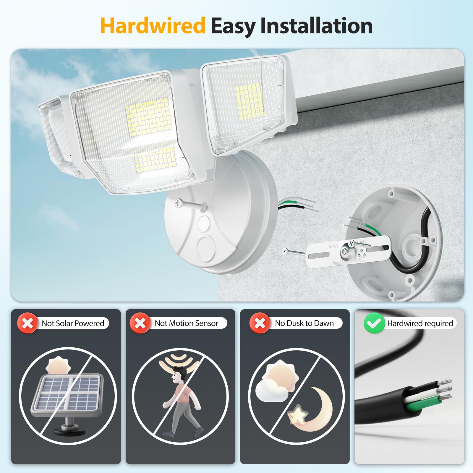 Onforu four-head adjustable light angles enable flexible coverage up to 300 degrees.