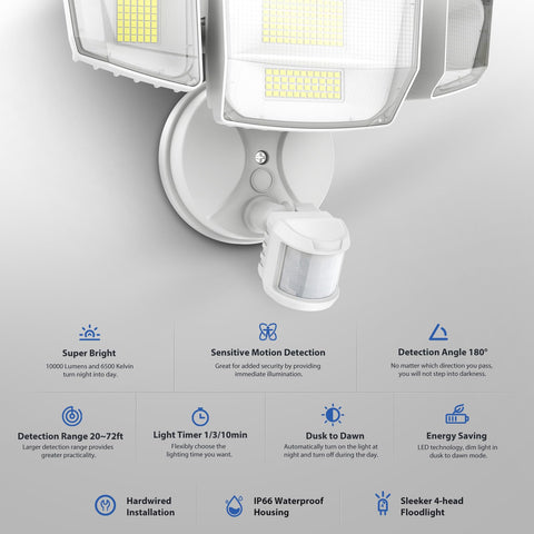 Onforu four head dusk-to-dawn flood light being installed with junction box