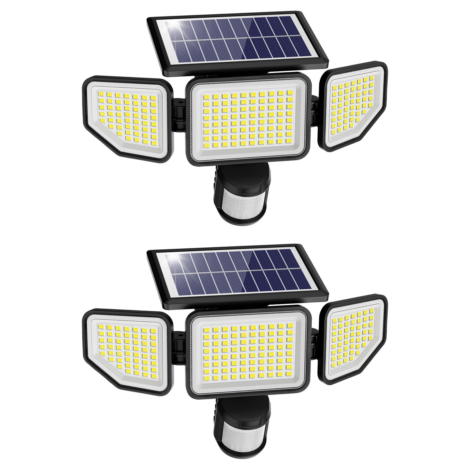Onforu 4500LM three-head solar flood light delivering broad outdoor coverage