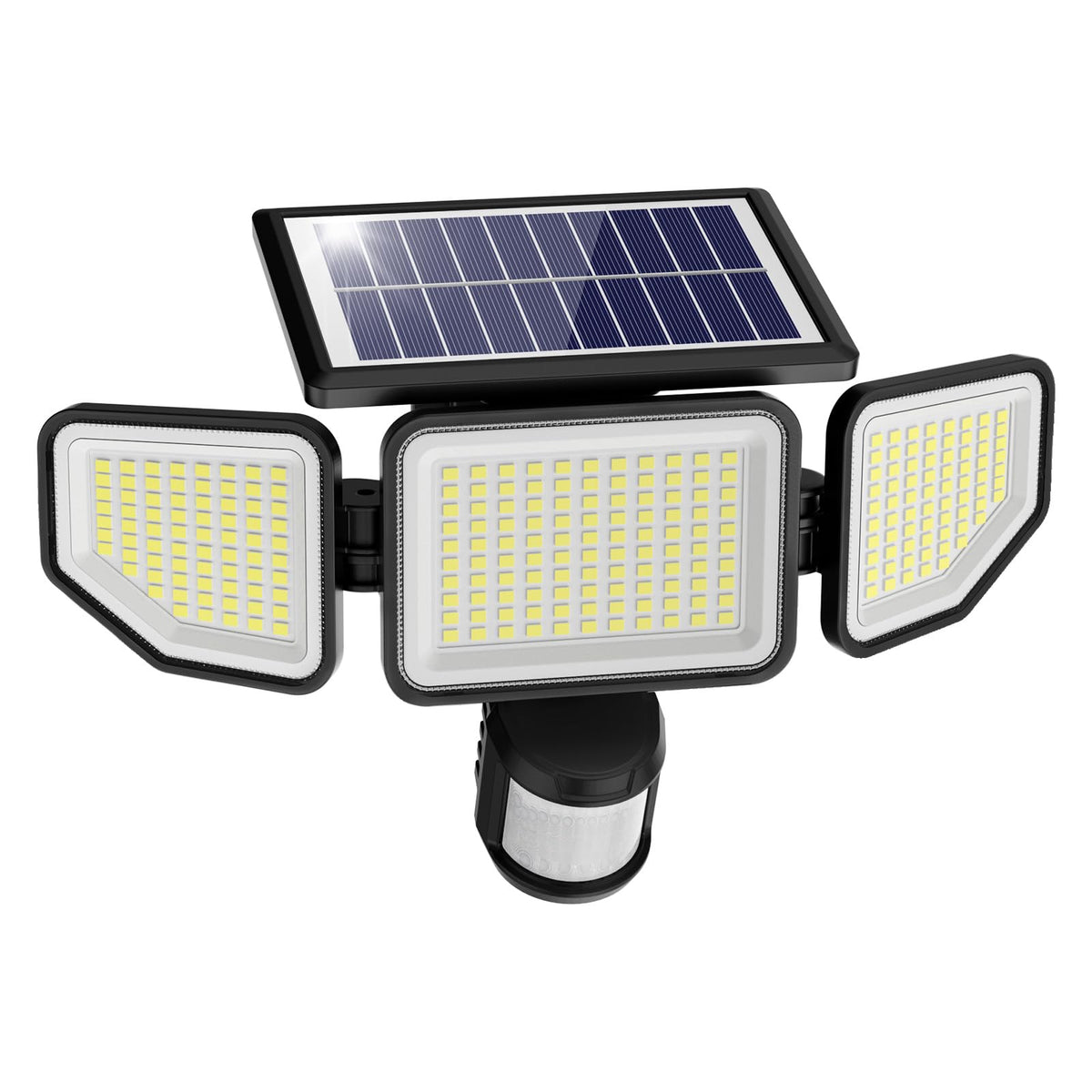 Onforu 4500lm three-heads outdoor light, front view, delivers wide porch illumination.