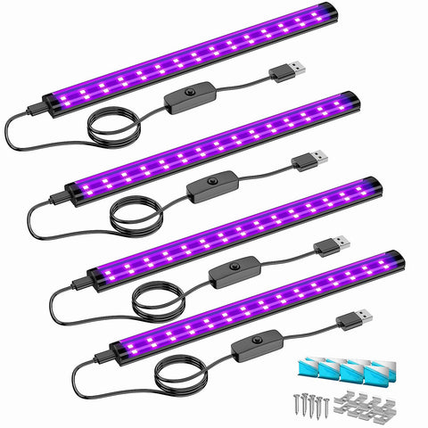 Onforu 4 pack 10W black light bars illuminate spaces with neon glow