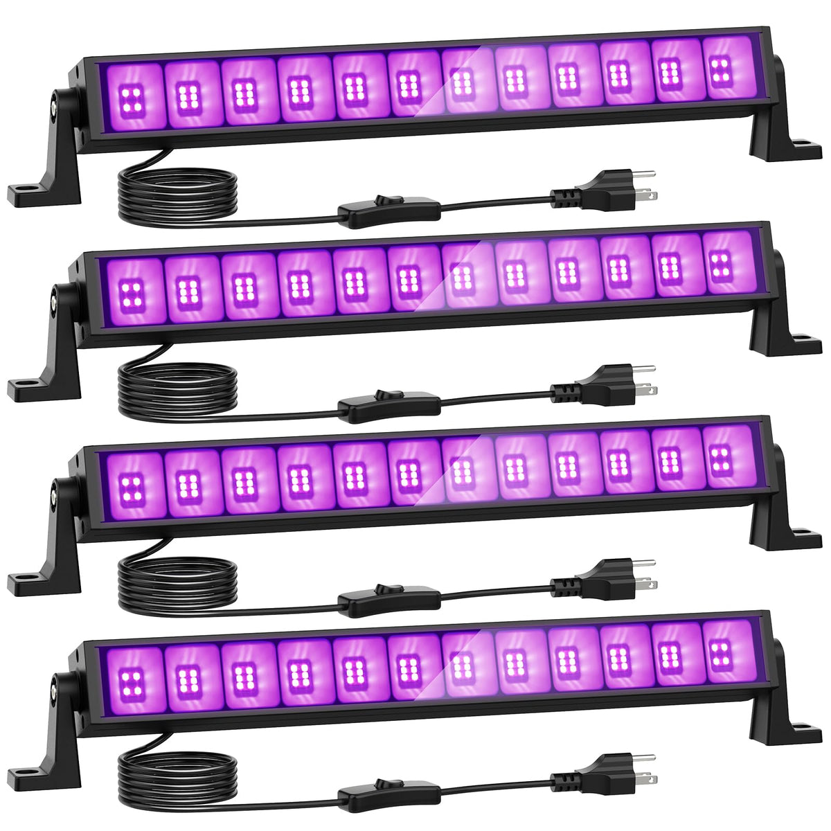 Onforu 4-pack 42W blacklight bars illuminate neon posters and body paint vividly