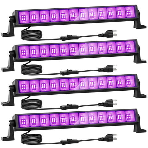 Onforu 4-pack 42W blacklight bars illuminate neon posters and body paint vividly
