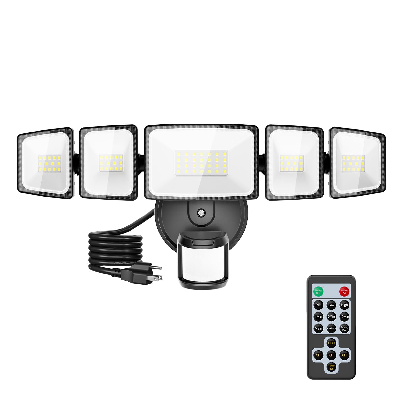 Onforu 5000LM motion sensor outdoor light, front view, providing broad coverage for security.