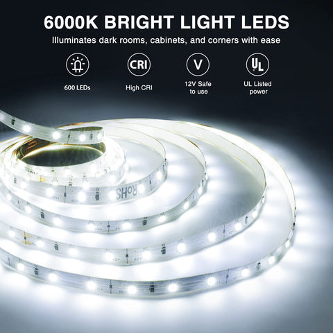 Onforu 600 LEDs daylight strip with dimmable brightness