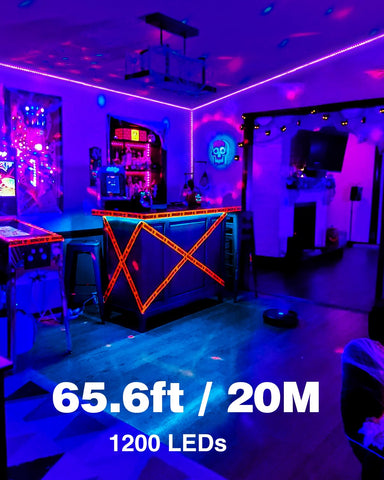 Onforu blacklight strip adhesive-back shows easy installation.